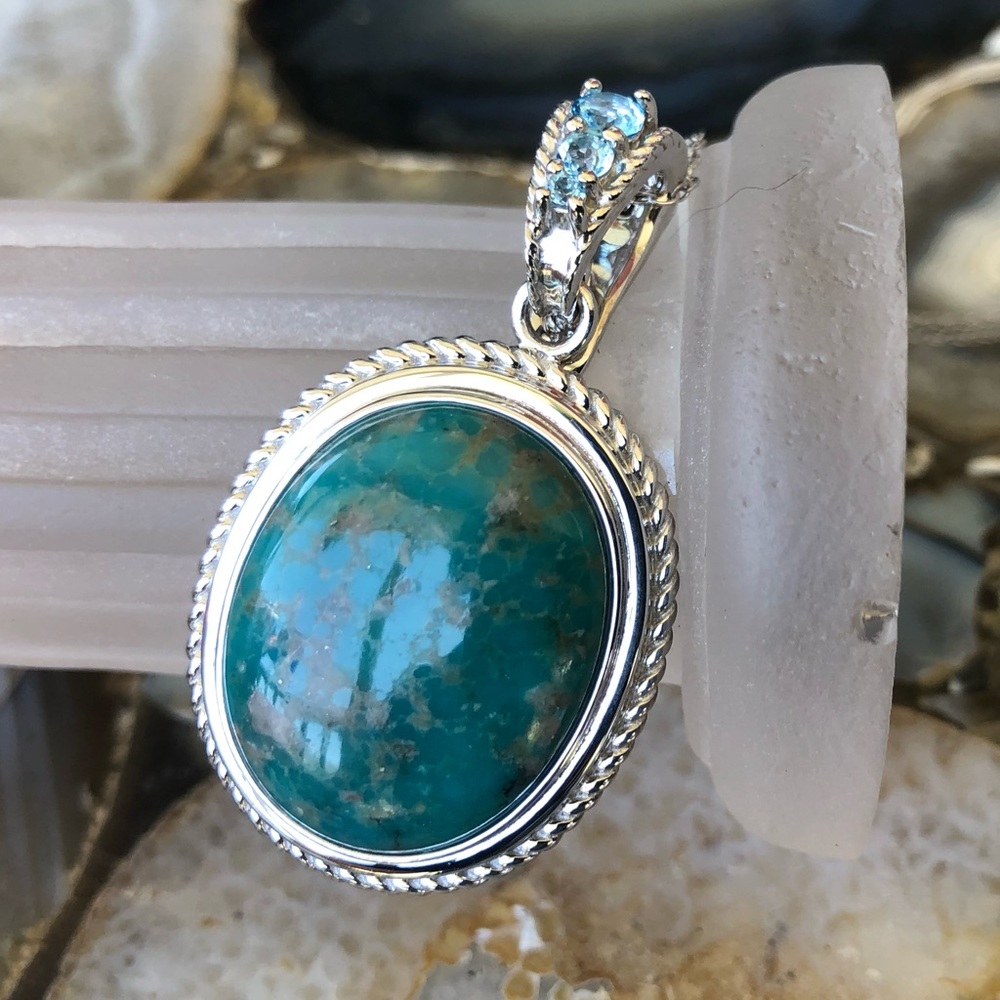 Gem insider oval turquoise & topaz pendant